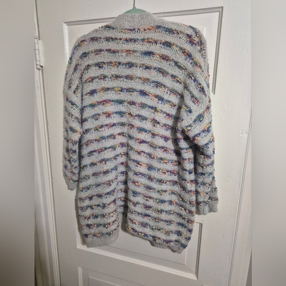 Women's SweaterDreamers by Debut Women's Open Front Rainbow Cardigan M/L - Picture 5 of 7
